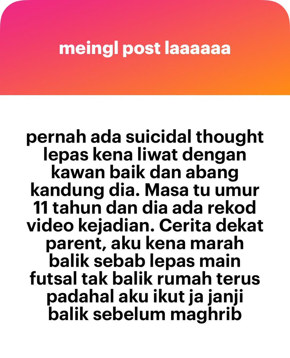 meinmokhtar's tweet photo. Untuk sapa sapa yang ada suicidal tendency luar sana. Stay strong semua https://t.co/lphdKAd66Y