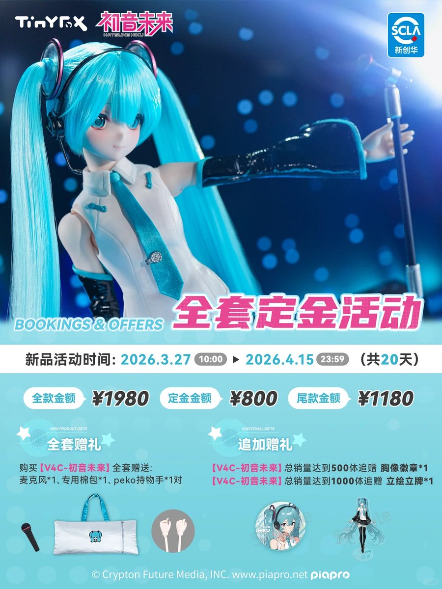 新製品：TinyFox × V4C 1/4 MJD ドール 初音ミク】 予約発売期間：2026
