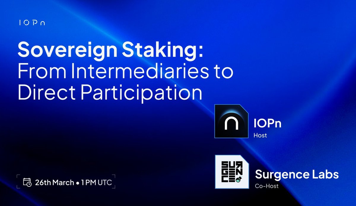 our stake. Your validator. No middlemen.

<a href="/JimiIOPN/">Jimi</a> and <a href="/IOPn_io/">IOPn</a> 
breaks down how IOPn makes that real with Sovereign Staking.  

Accelerate ⋂