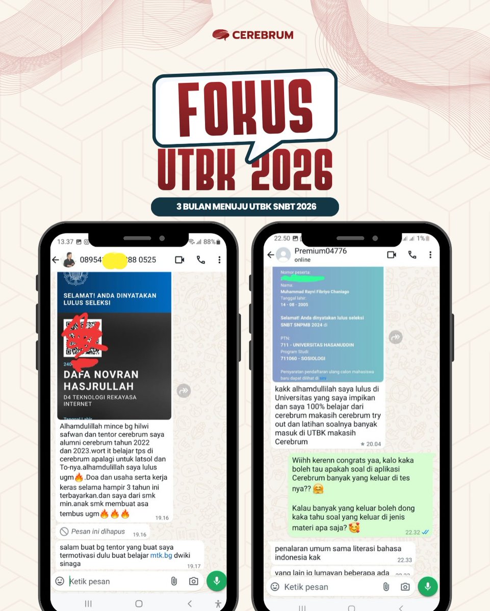 scoupsold's tweet photo. Dapatkan akses ke ribuan soal SNBT-UTBK dan Ujian Mandiri di Cerebrum!
Kode Diskon Tambahan Cerebrum :
— CEREBRUM
— TOCEREBRUM 
— LOLOSUTBK
Kode Diskon Affiliate Cerebrum :
— KEJARPELUANG

t. utbk ptn snbt snbp gapyear ugm ui ipb itb simak utul camaba ub unair https://t.co/nBbZlc37rg