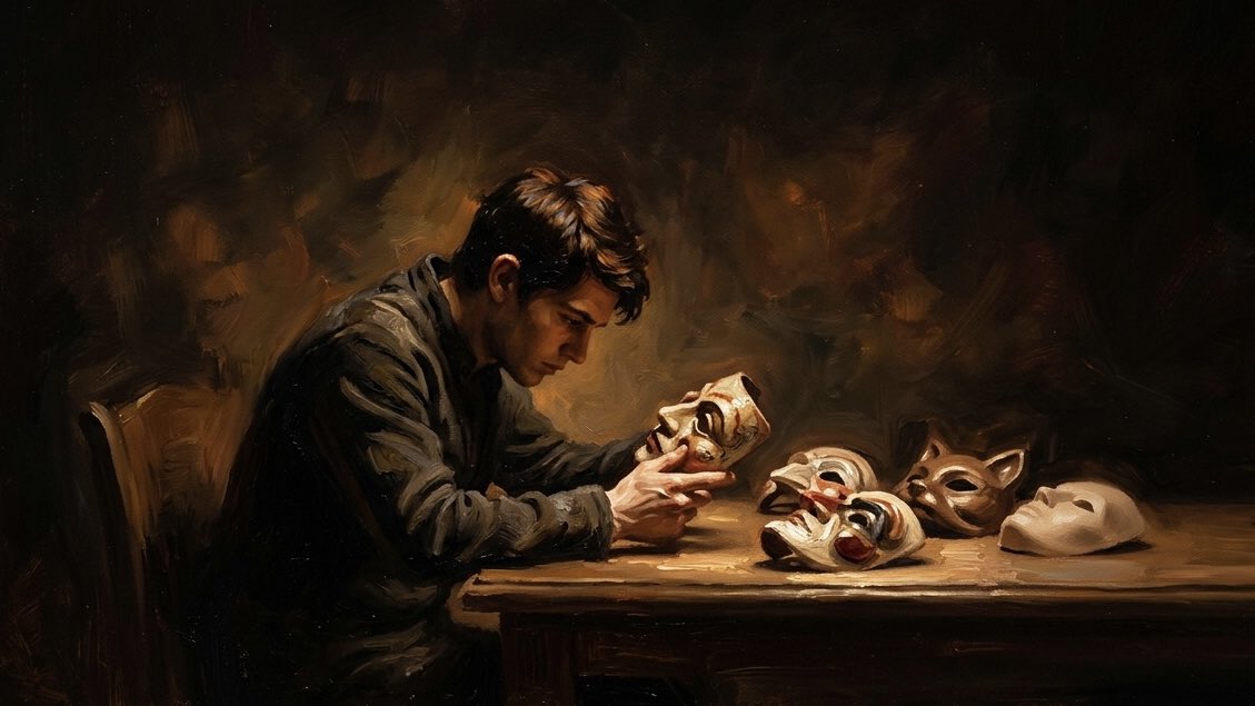 BarnadhyaRwitam's tweet photo. TRANSFIGURATION 

I wore the mask
they required,
and it fit well;
I was praised
and accepted.

But the mask started
getting heavier, 
and when I tried to remove it,
it had already become
my skin.

#poetry #life #WritingCommunity #poem https://t.co/9Y2lL7IQny