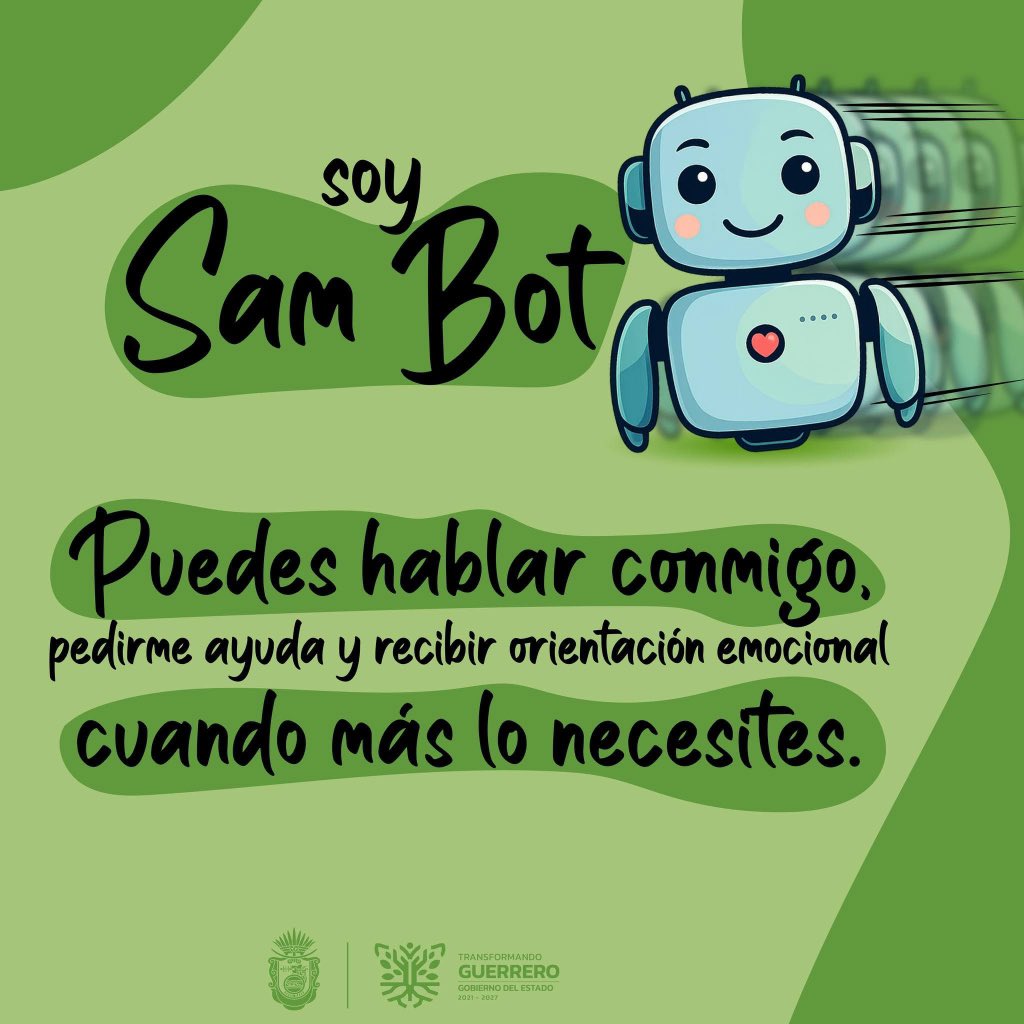 SejuveGuerrero's tweet photo. ¿Te sientes abrumado, solo o sin saber a quién acudir?  ✨💭 A veces hablar también es una forma de cuidarnos.
🤖Recuerda que, en #Guerrero tenemos a  #SamBot. 💬  Es seguro, privado y sin juicios, donde puedes conversar en cualquier momento.
Acércate. No estás sol@. 🫶 https://t.co/ee0vlKfTsB