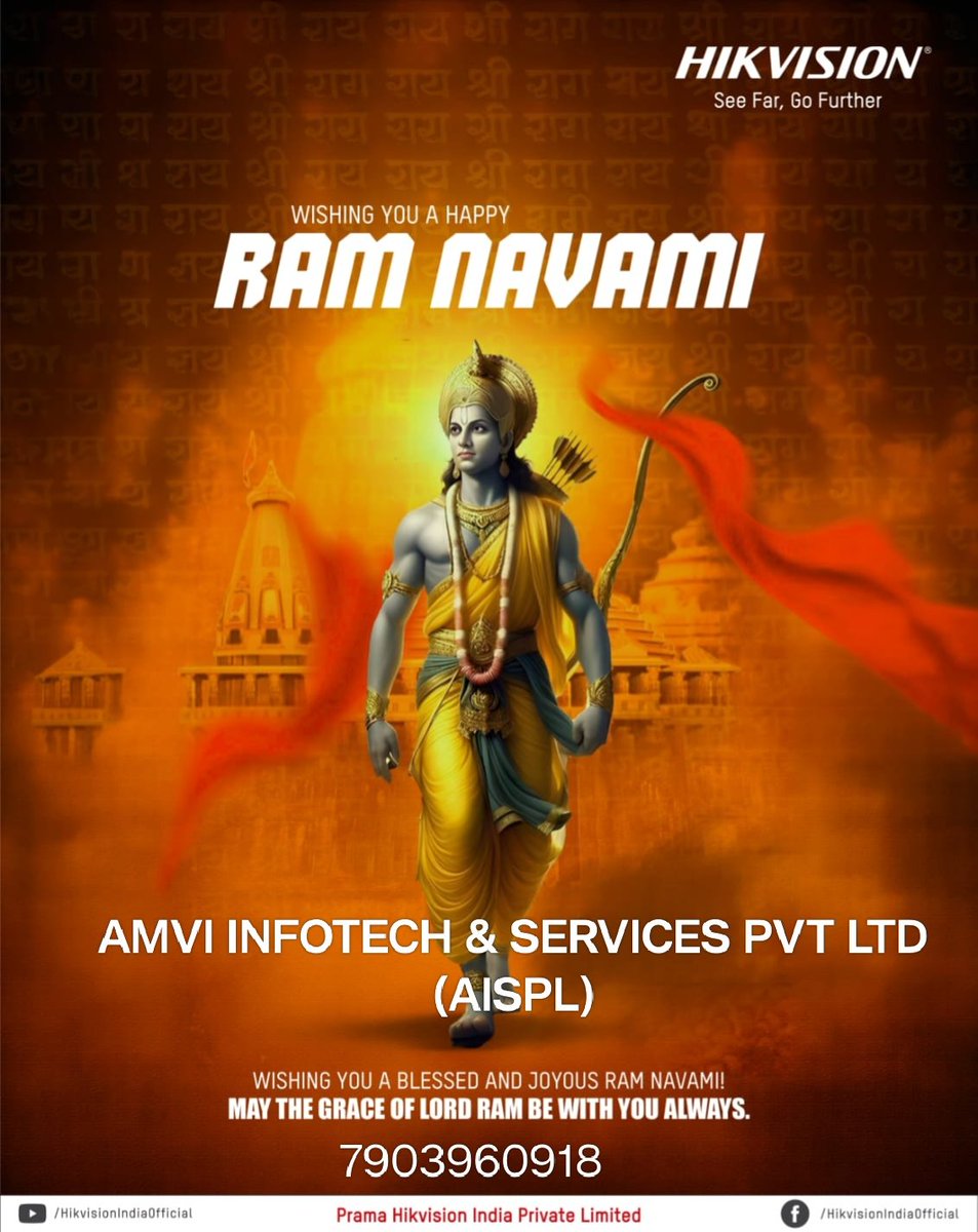 AMVIINFOTECH's tweet photo. 🌸✨🌼 *AMVI FAMILY WISHES YOU A HAPPY RAM NAVAMI*! 🌼✨🌸  

🙏💛 Wishing you a *blessed &amp; joyous Ram Navami* 💛🙏 https://t.co/wBNFnLVBGk