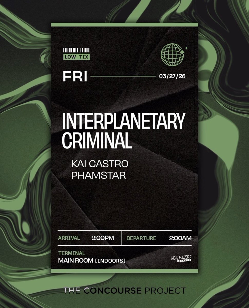 edmlightfairy's tweet photo. This Friday, March 27th: Interplanetary Criminal (with Kai Castro &amp; Phamstar) is taking over at 9PM. 18+ — get ready to blast off.
🛸💚
🎟️: https://t.co/QozhEuqbMS
🧚‍♀️Use code LIGHTFAIRY at checkout🧚‍♀️ https://t.co/k6fzBZNdpe