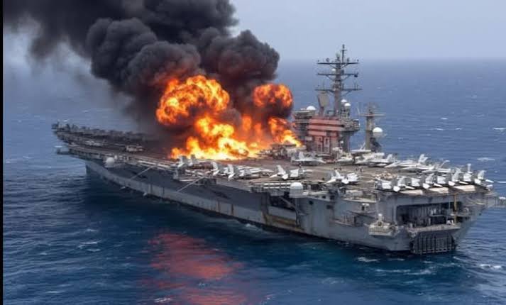Americalives_'s tweet photo. 🚨 BREAKING

Iran allegedly attacked the USS Gerald R. Ford.

Reports say a fire broke out onboard.
No official confirmation. https://t.co/TEPUz0731U