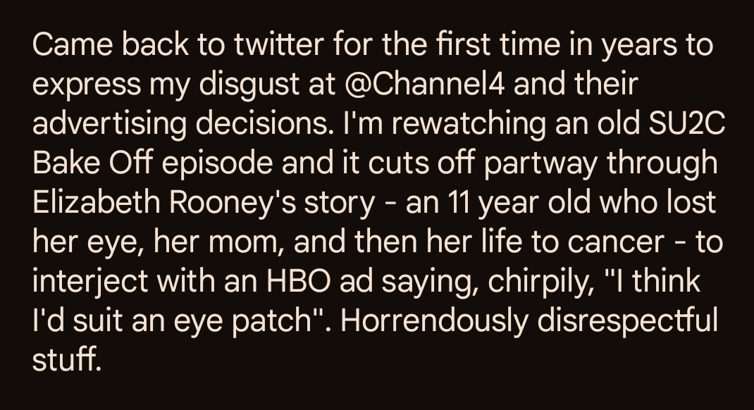 mushroom994's tweet photo. Distinct lack of tact from @Channel4 on demand advertising people. https://t.co/EqNRZTQIrc