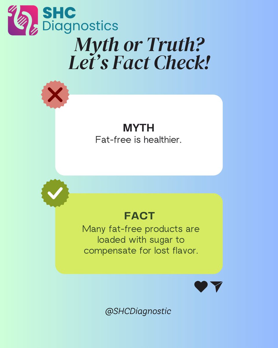 SHCDIAGNOSTIC's tweet image. Is eating fat-free truly beneficial or just a widely believed myth?

#NutritionDebate #HealthyEating #2026