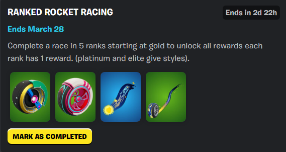 LinIsCrazy's tweet image. Friendly reminder these Rocket Racing Ranked rewards end in less than 3 days 💔😭