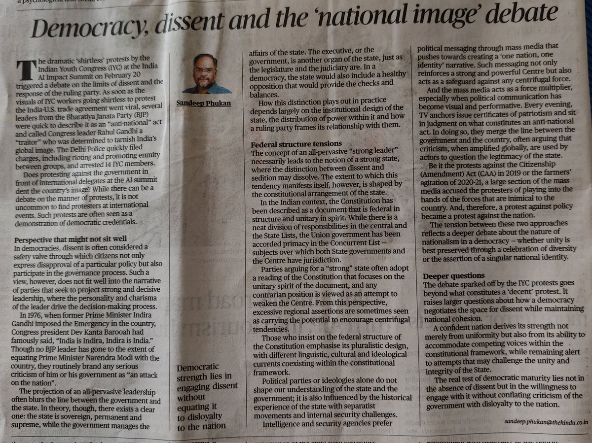 ShantanuEditor's tweet photo. "A confident nation," writes @fewcan, "derives its strength not merely from uniformity but also from its ability to accommodate competing voices within the constitutional framework..." in this excellent piece. Only, it should have appeared much earlier.  @the_hindu https://t.co/WYCR6VhHgj