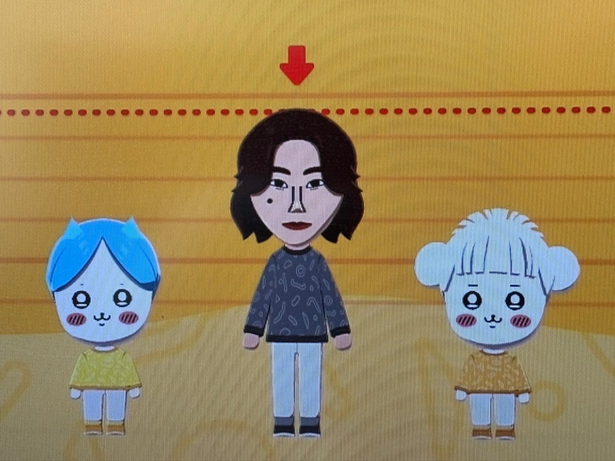 体験版で作れるのMiiは3人まで。 ちいかわ、ハチワレと来て3人目は