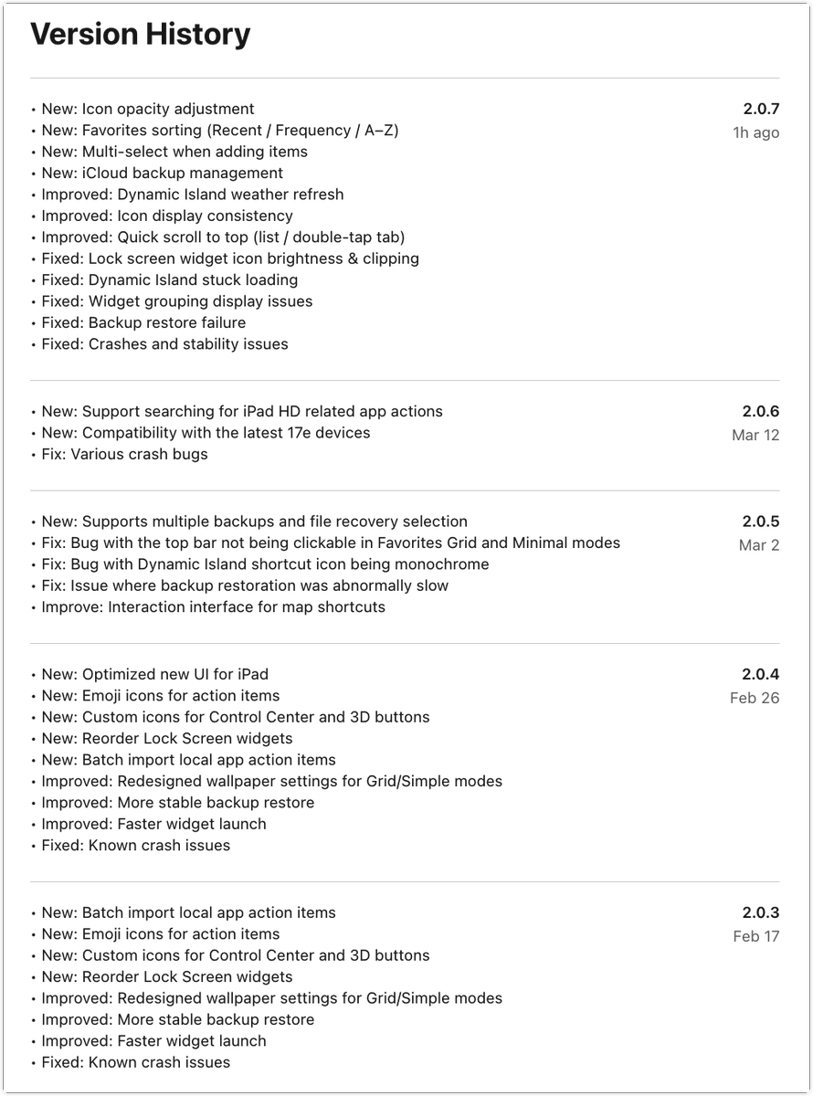 LockLauncherApp's tweet photo. 🚀 Lock Launcher v2.0.7 is released! 9 New Features!
⏬ https://t.co/z9fLGTmsSz
• Favorites Sorting
• Icon Opacity
• Emoji Icons
• New Backup UI
• Custom Control Center &amp; 3D button icons
• Reorder Lock Screen widgets
• Batch import local apps
• Compatible iPad &amp; iPhone 17 https://t.co/6LTKjvBAC1