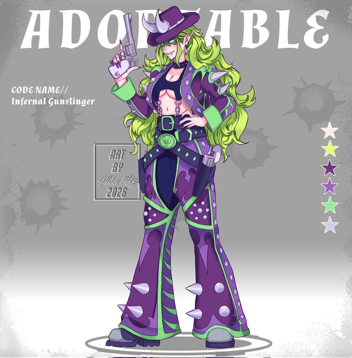 MalcomtzArt's tweet photo. hi new adoptable Infernal Gunslinger
auction for 24 hours 
interested link in the comments https://t.co/KyixJdgD20