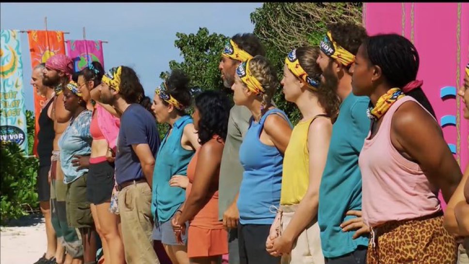 wait a minute i definitely did NOT vote on a yellow merge buff, these are lowkey ugly 😭 #Survivor #Survivor50