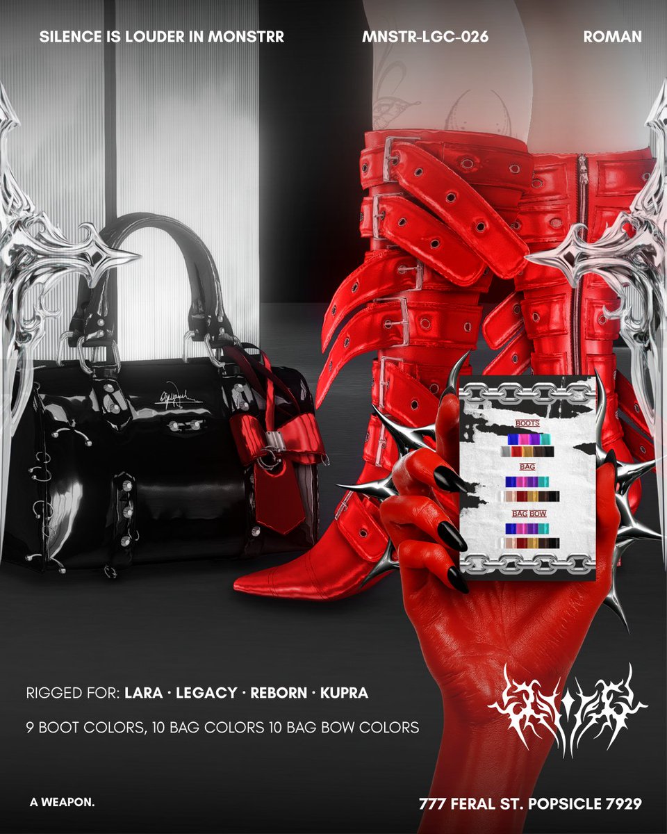 MONSTRR001's tweet photo. ROMAN Boots &amp; bag collection 
RIGGED FOR: Lara x Legacy Rebron Kupra
9 boot colors, 10 bag and bag bow colors
https://t.co/Pnbc8Qslxa https://t.co/Yj6H50E9BQ