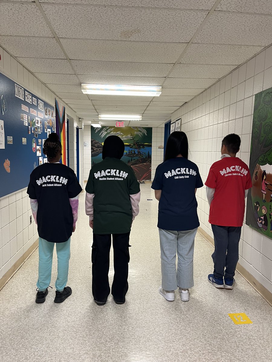 MacklinPS_TDSB's tweet photo. We love our affinity group t-shirts! Students love wearing them during events they are hosting for our school community - BSA, MSA, CSA, and Unity CHR! ⁦@PrincipalBorges⁩ https://t.co/yljwCYsEdQ