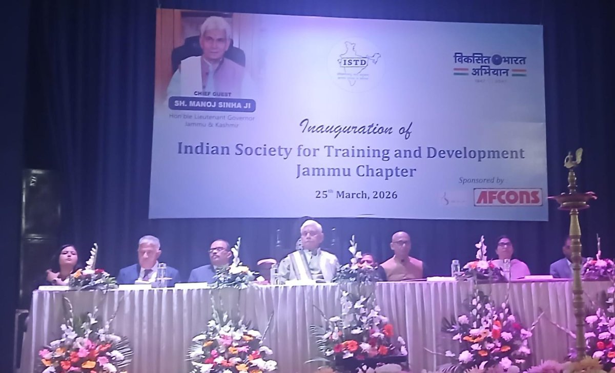 AimaashokAima's tweet photo. Inaugural function of Jammu chapter of Indian Society of Training &amp; Development graced by Shri Manoj Sinha jee,esteemed Lieutenant Governor of Union Territory of Jammu and Kashmir.Delighted to be associated as Chairperson of the society. https://t.co/CiBhiexpGb