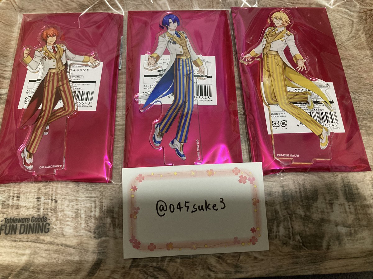 045suke3's tweet photo. @1
【交換】うたプリ ASSHC アクリルスタンド アクスタ

譲▶️ 音也、真斗、那月、トキヤ、セシル、カミュ

求▶️ 蘭丸

郵送交換のみ
お気軽にお声がけください！ https://t.co/DGDlHr58TS