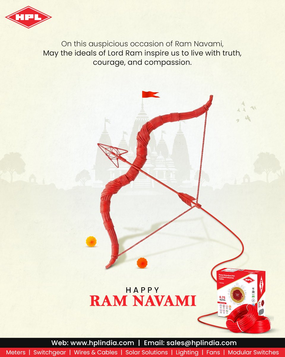 HPL_Official's tweet image. Strength, truth, and purpose, values that light the way, just like every safe connection we build.
This Ram Navami, may your homes be filled with positivity, protection, and power that never fails. ⚡

#RamNavami #PoweringIndia #ElectricalSafety #HPLIndia #FestiveVibes