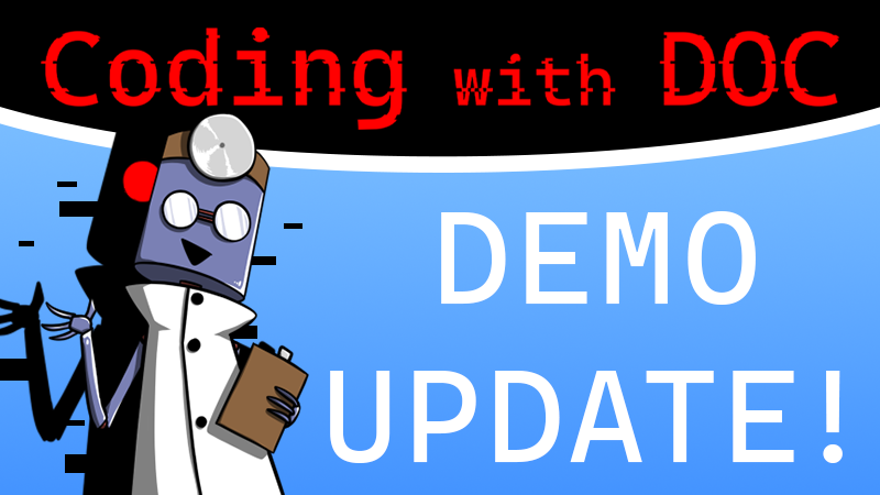 LoganElaire's tweet photo. Just released a new update for the "Coding with DOC" demo!

It improves language support and, most importantly, adds a feedback button on the title screen! This leads to a form where you can share any, well, feedback you may have on the game!

#horrorgame #indiegame https://t.co/TScjV3h3sA