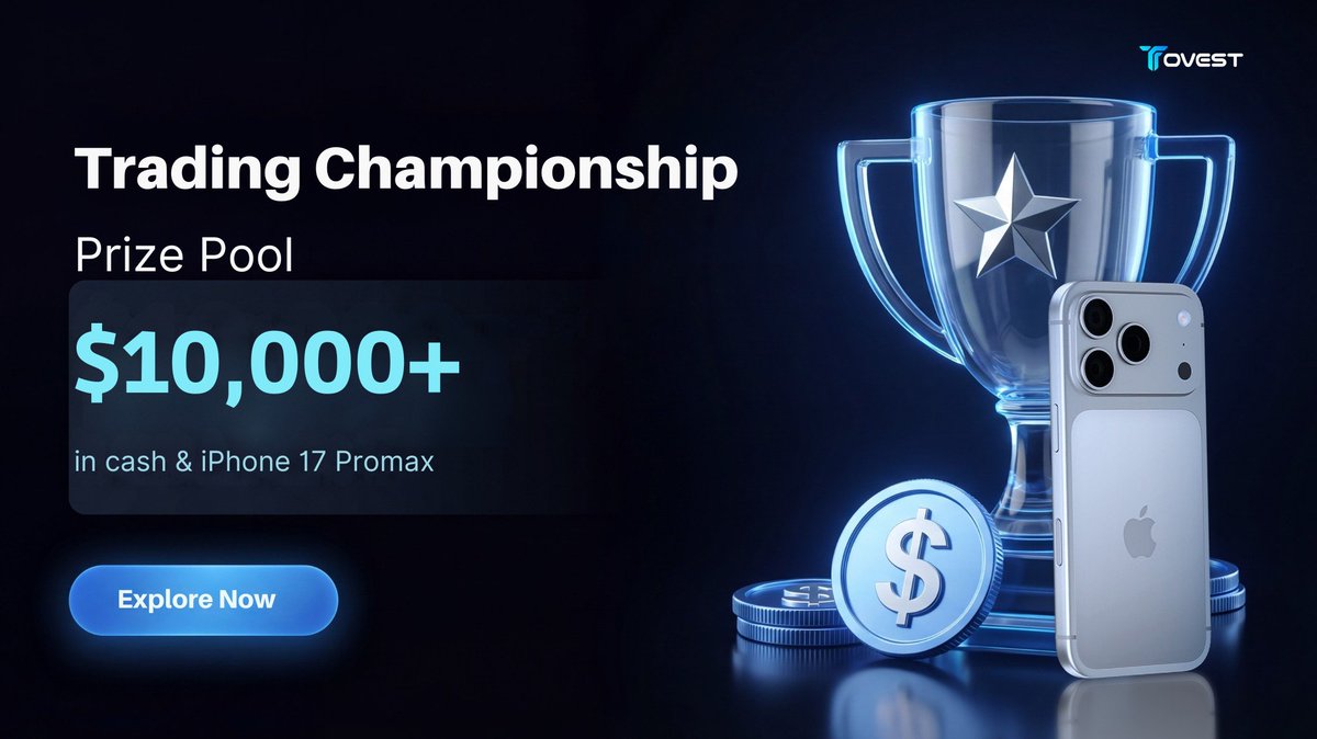 Tovestglobal's tweet photo. 📱 Easy Way to Win an iPhone 17 Promax? 
Most people won’t even try.
Some will. A few will win.

🎁 $10,000+ in total rewards
🏆 3 leaderboards: Profit | ROI | Volume
💰 Low entry — start from just 10 USDT
🔓 No lock — withdraw anytime
📈 Trade, climb the ranks, and take your shot.

💡 Not about luck. It’s about showing up and playing the game.
👉 Check details & join now:
https://t.co/NxfviwFxLv

#TradingCompetition #Crypto #WinBig #ToVest