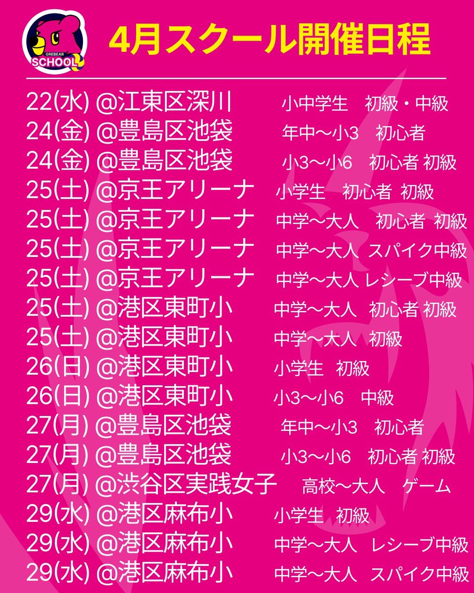 東京グレートベアーズ【バレースクール】 tweet media