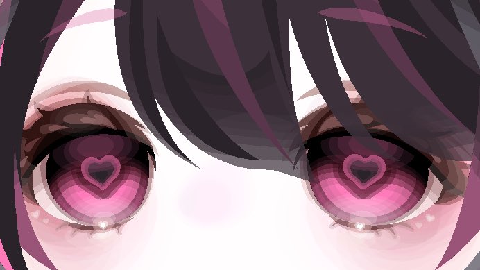 この髪の毛使うとこの瞳の中のハートが2個になってめっちゃかわいい