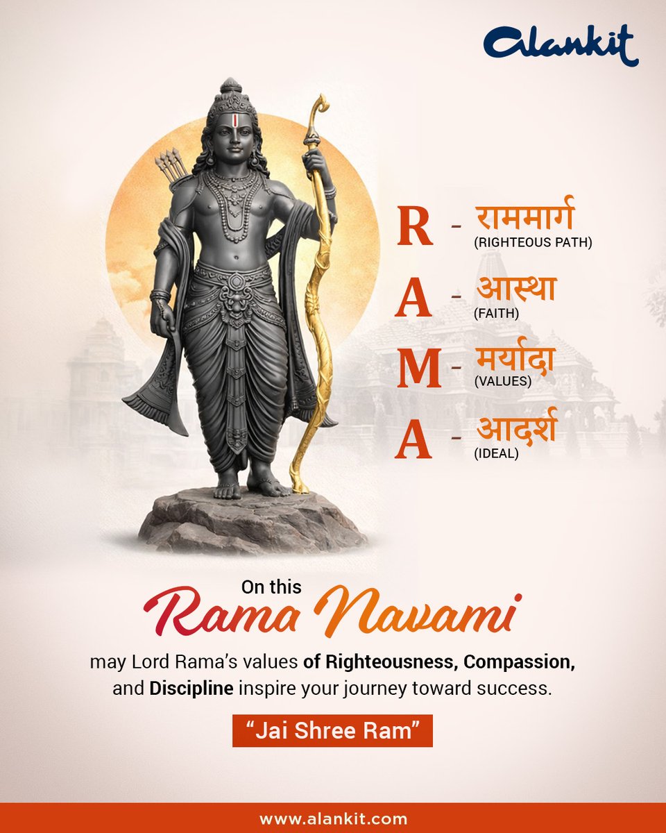 Celebrating Rama Navami is about embracing the values of Lord Rama—righteousness, faith, and integrity. His wisdom inspires us to live a balanced life, enriched with compassion, discipline, and strong principles.
.
.
#RamNavami #Alankit #RamNavami2026 #JaiShreeRam #HappyRamNavami