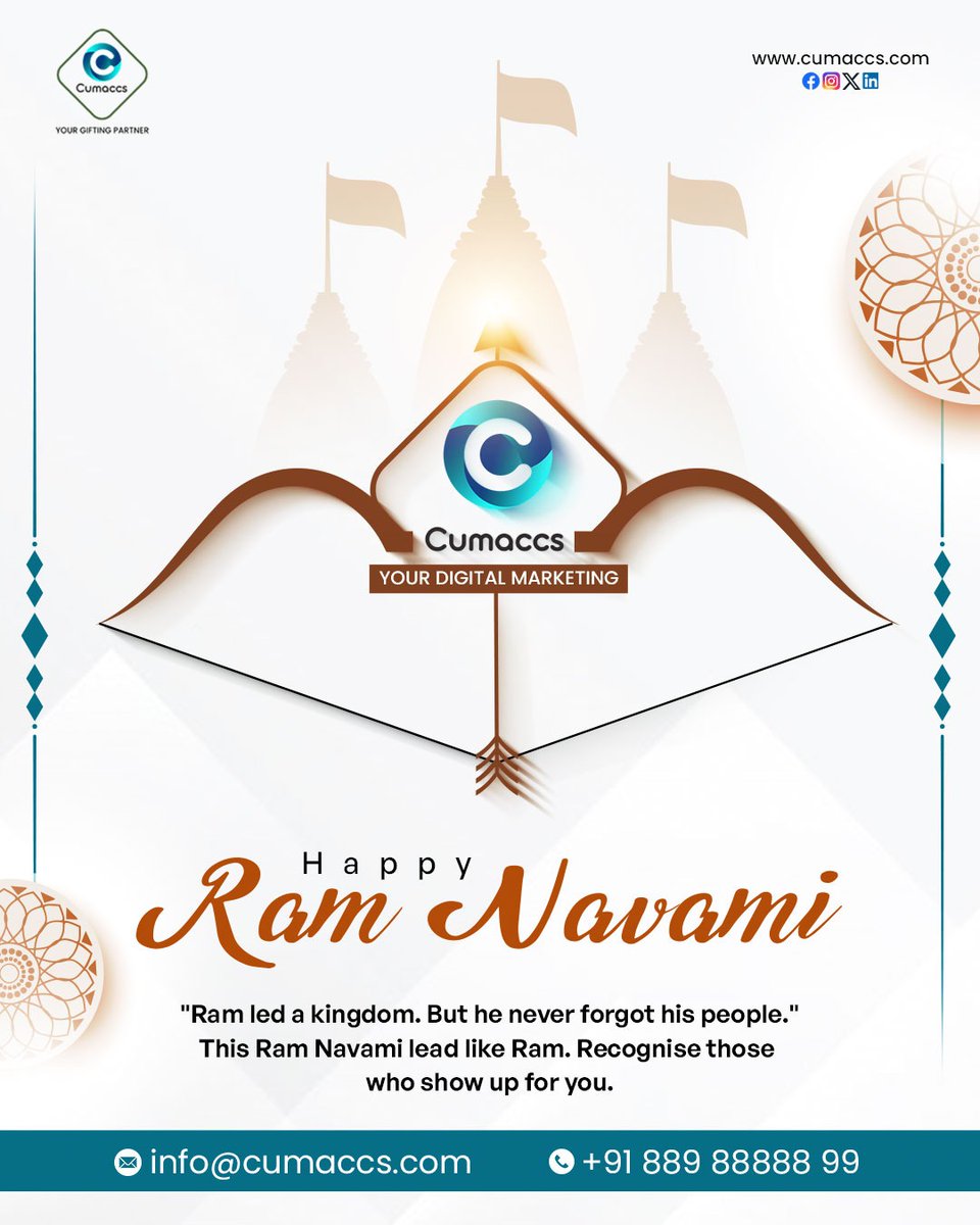 Lead with purpose. Value your people. 🙏
Wishing you a blessed Ram Navami from Cumaccs. ✨

#RamNavami #Cumaccs #CorporateGifting #ClientGifting