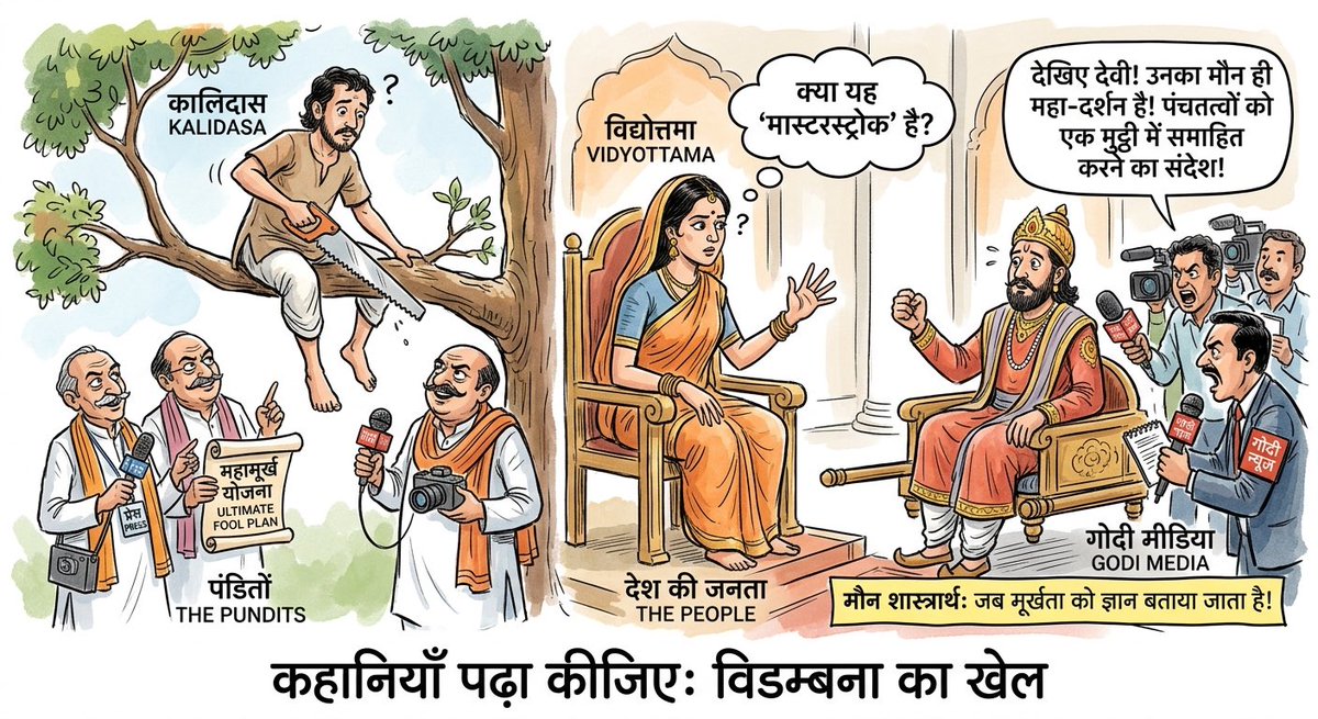 कहानियाँ पढ़ा कीजिए 

कालिदास और विद्योत्तमा की यह एक बहुत प्रसिद्ध लोककथा है जो इस प्रकार है:

राजा की पुत्री विद्योत्तमा असाधारण रूप से विदुषी थी. संस्कृत, व्याकरण, दर्शन, वेद-शास्त्र सभी में पारंगत. उसने प्रण किया था कि जो विद्वान उसे शास्त्रार्थ में पराजित करेगा, वही उससे