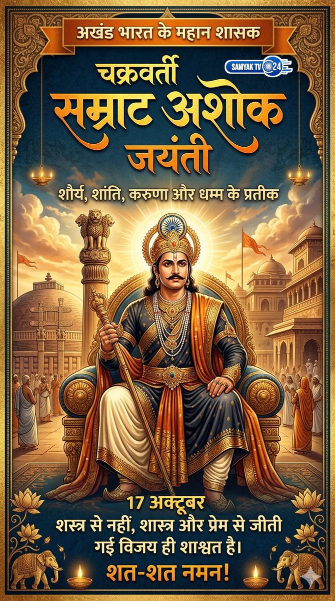 जब इतिहास के पन्नों पर सबसे महान राजा का नाम स्वर्ण अक्षरों में लिखा गया,तो वह नाम था सम्राट अशोक।एक ऐसा योद्धा जिसने दुनिया जीतने के बाद शस्त्र त्याग दिए और करुणा की राह चुनी।​वह राजा जिसने इंसानों के साथ-साथ पशुओं के लिए भी अस्पताल बनवाए और सड़कों के किनारे छायादार वृक्ष लगवाए।