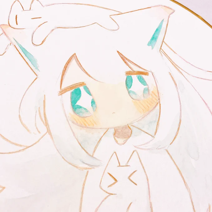 透明水彩で丸色紙を描きました ショップはこちら