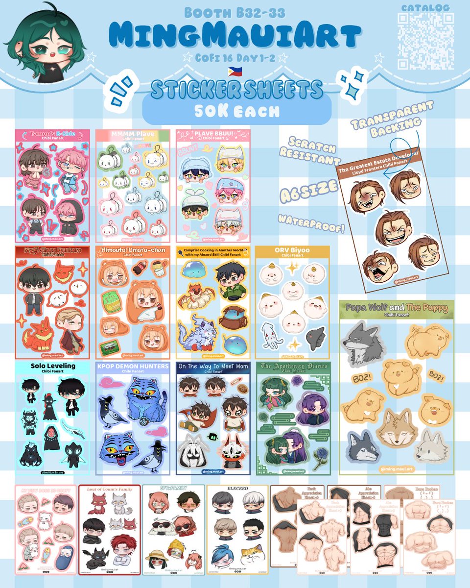 mingmauiart's tweet photo. I'm so excited to come back for #cofi16 >///< last year was so nice, everyone was very welcoming (*≧∀≦)人(≧∀≦*)♪
📌 B32-33 🩵
Here's my full catalog for CoFi16! (*`▽´*)
This can also serve as my catalog for #CosplayCarnival2026
#colorfiesta
(1/3) 👇 https://t.co/b9M9G9TH4a