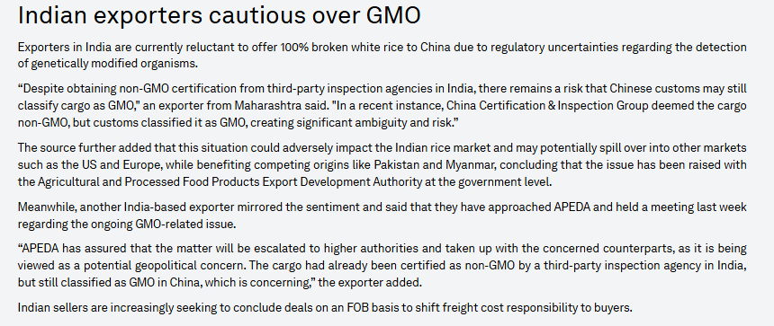 Tanyarana97's tweet photo. GMO-related uncertainty is emerging as a key barrier in India’s rice exports to China. Despite non-GMO certifications, inconsistent classification at Chinese customs is raising trade risks. 
https://t.co/xKT15bHxlo

#India #China #Agriculture #GMO #Trade #Geopolitics #IranWar‌ https://t.co/aSTgClvGXP