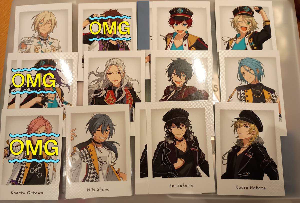 NaCl_1130's tweet photo. 【交換】あんスタ ぱしゃっつ 10周年 展示会 特典

譲:画像参照
求:望見∞レオ1＞真緒レオ各2なずな1

✻郵送交換希望
✻望見はFF様分
✻なずなは他含む場合のみ

お気軽にお声がけください🙇 https://t.co/UvyeE0r1YE