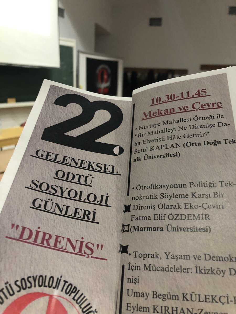 MarmaraSoc's tweet photo. Öğrencimiz Elif Özdemir, 14-15 Mart'ta düzenlenen ODTÜ Sosyoloji Günleri'ne, Dr. Ayşe Yetiş'in Environment and Society dersinden hareketle hazırladığı "Ötrofikasyonun Politiği: Teknokratik Söyleme Karşı Bir Direniş Olarak Eko-Çeviri" başlıklı sunumuyla katılmıştır. Tebrik ederiz! https://t.co/XL7U5ea5oc