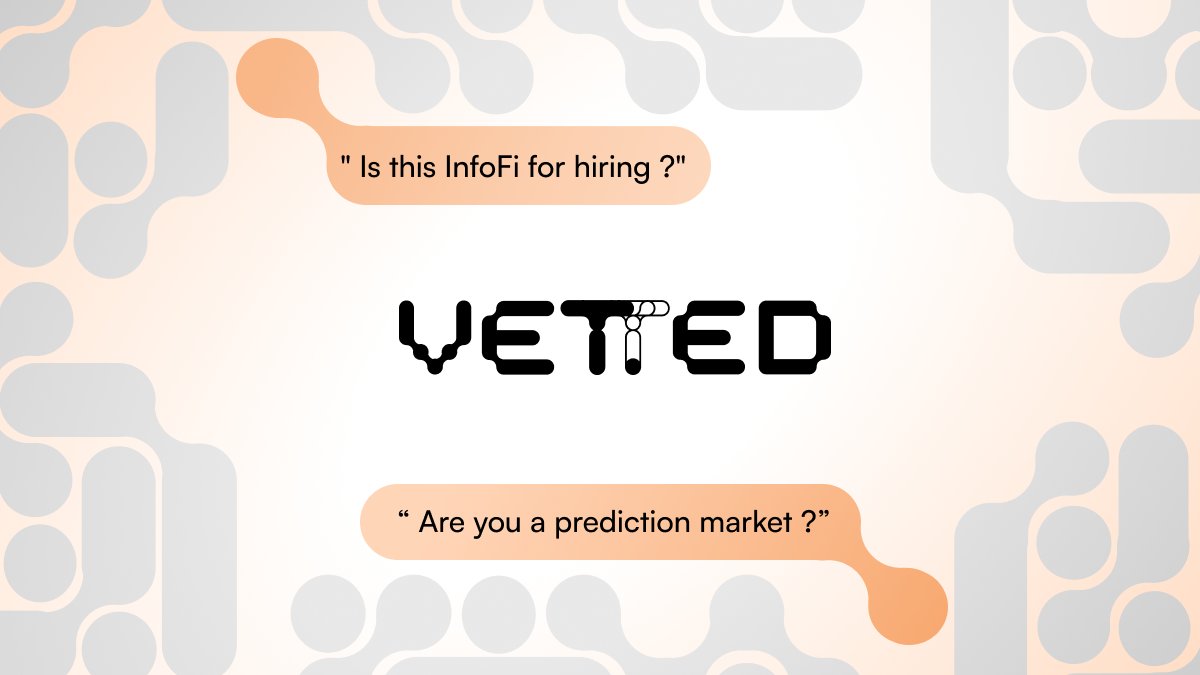Vettedprotocol's tweet photo. What if the people best qualified to judge talent could build a public, verifiable track record of being right,  AND earn from it?

We launched Vetted a week ago.
Two questions keep coming up:
"Are you a prediction market?"
"Is this InfoFi for hiring?
"
The answer is more interesting than either. Here's how we  actually got here. |  Part 1 (thread)