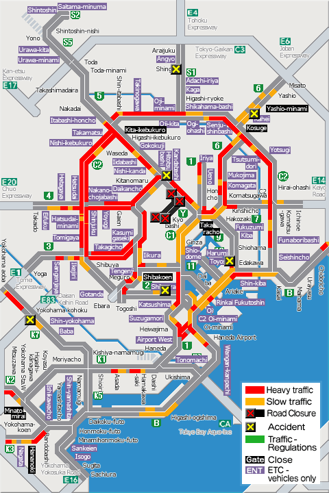 shutoko_EN's tweet photo. This map shows the traffic conditions as of  6 p.m. on the Metropolitan Expressway. For more information, please see the following link.
#Shutoko
https://t.co/cIezY4a0MV https://t.co/Bc3JLY0ezp