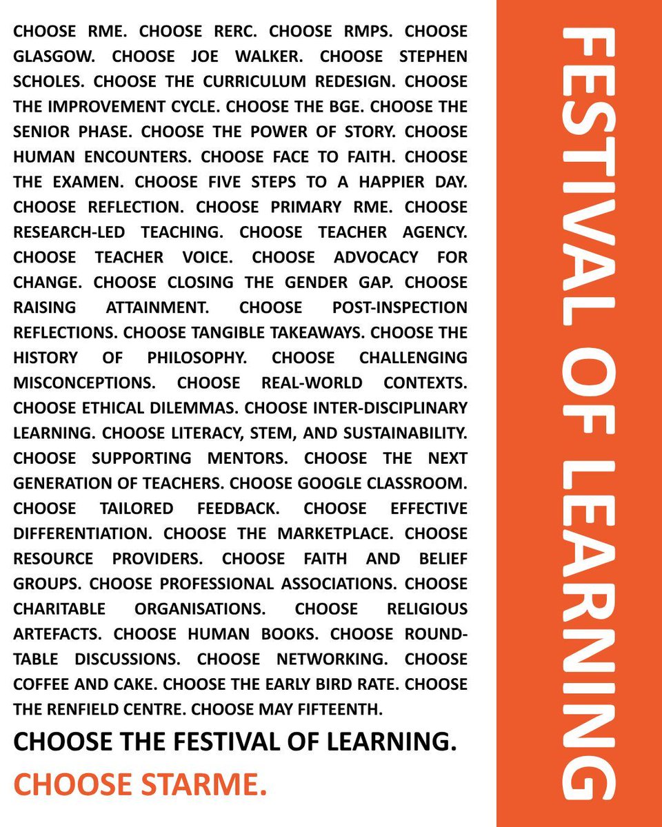TeachersofRME's tweet image. Choose Bespoke CLPL.
Choose Festival of Learning
Choose STARME

#Festivaloflearning #RME #RMPS #RERC
