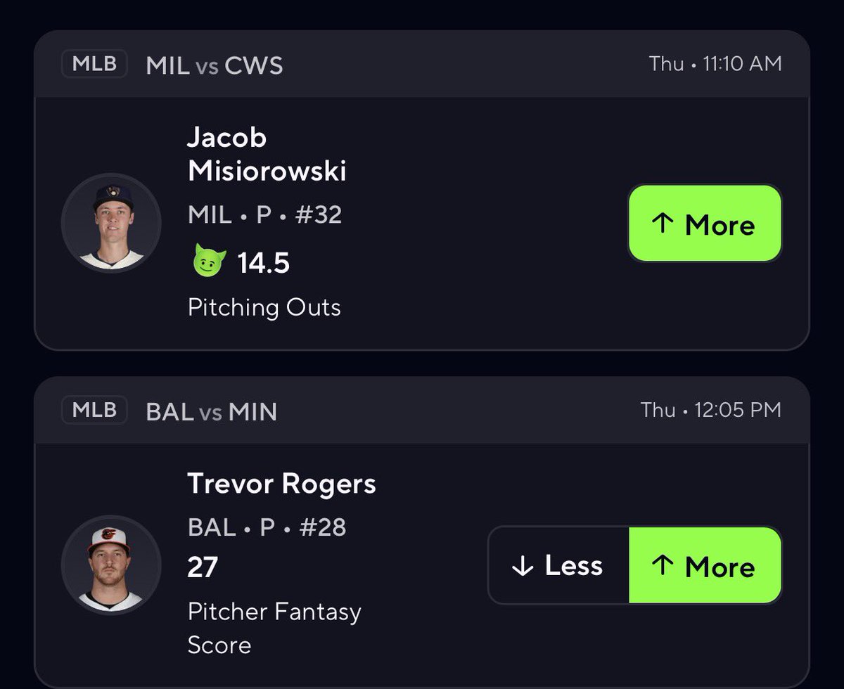 AshawnLockz's tweet photo. Been damn near 2 years since I’ve last posted.

Play for 1u on either one or 0.5u each

One slip for PP and one for UD

#prizepicks #mlb #gambling #prizepicksmlb https://t.co/IC7ZgUCQEd