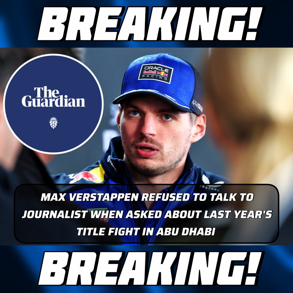 apextrace's tweet photo. 🚨Max Verstappen forced a British journalist from The Guardian, to leave his pre-Japanese Grand Prix media session.

Verstappen refused to speak until the reporter left, citing a frustrating question about his 2025 season performance asked by that reporter in Abu Dhabi last year. https://t.co/fwPHoQWwwk