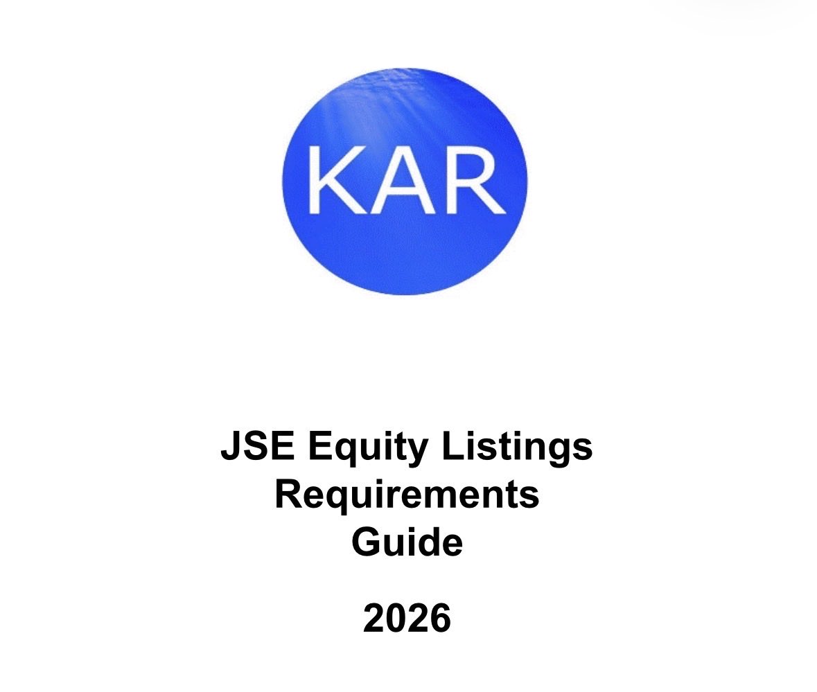 KARpresentation's tweet photo. We have an exciting announcement: the 2026 edition of our JSE Equity Listings Requirements Guide is now available for purchase 🎉 Our hope is that our guide will be a useful tool when it comes to understanding the regulatory environment #KARPres #JSE #New #ListingsRequirements https://t.co/SVRMhzXtst