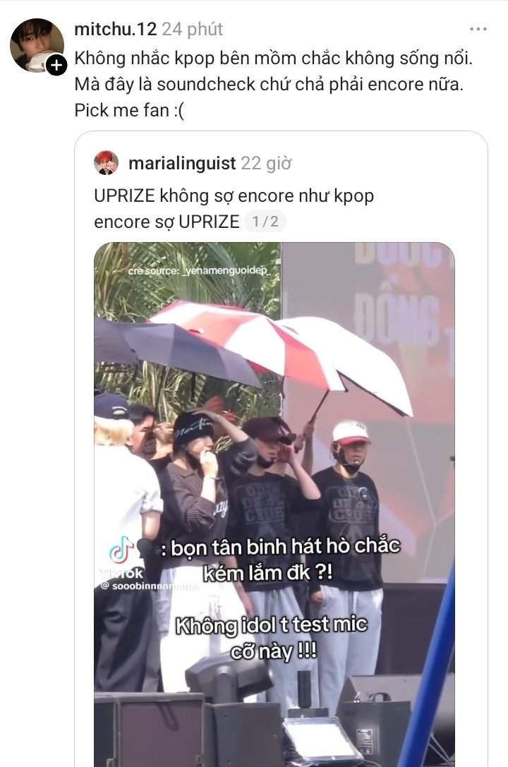 fan quốc nội tiếp thu stan culture của quốc ngoại cho đã cái nư xong dăm bữa nửa tháng lại lôi quốc ngoại ra xỉa mới chịu được :))