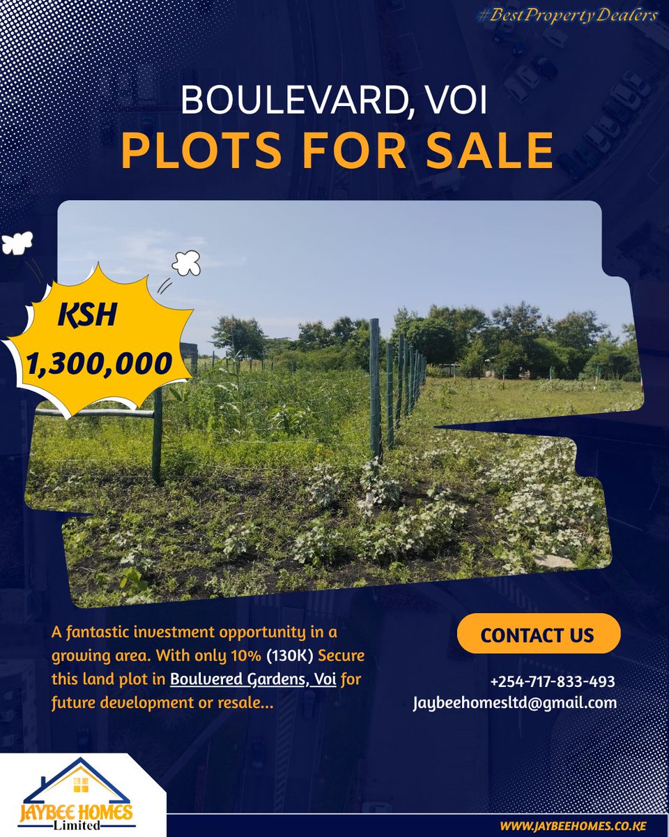 HomesJaybe90562's tweet photo. Secure your piece of Voi today ๐ฟ๐กโa prime plot in a fast-growing area with great potential for future development or resale. Invest smart now and watch your value grow.#LandForSale #Voi #RealEstateKenya #PropertyInvestment #InvestSmart #FutureGrowth #PrimePlots #OwnYourLand https://t.co/hkukVPsHC8