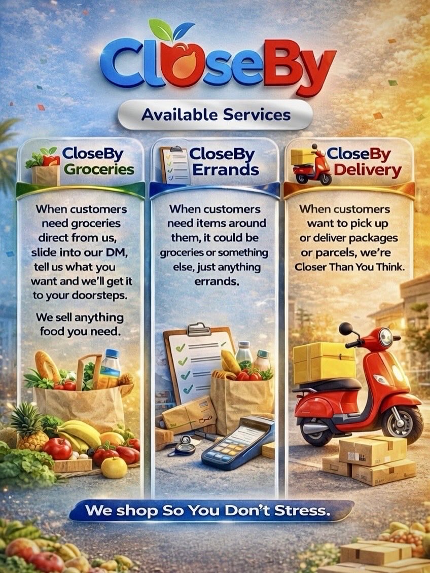 Closebyyyyyyyy's tweet image. Good morning Lasgidi 🌉
Why stress over groceries, errands, and deliveries when CloseBy can handle it for you?
Relax like the king or queen you are.
We shop so you don’t stress.
#CloseBy
