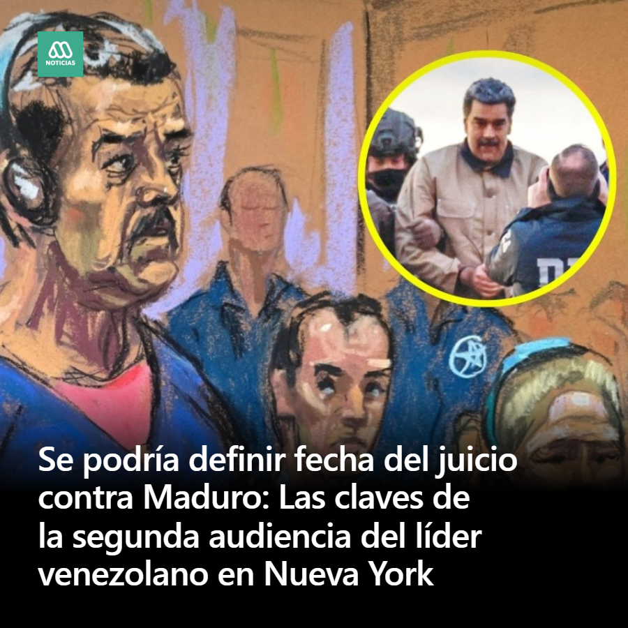 meganoticiascl's tweet photo. Este jueves se realizará en Nueva York la segunda audiencia contra Nicolás Maduro y su esposa Cilia Flores, en el marco del proceso judicial que enfrenta en Estados Unidos. https://t.co/iEp89xBvZv