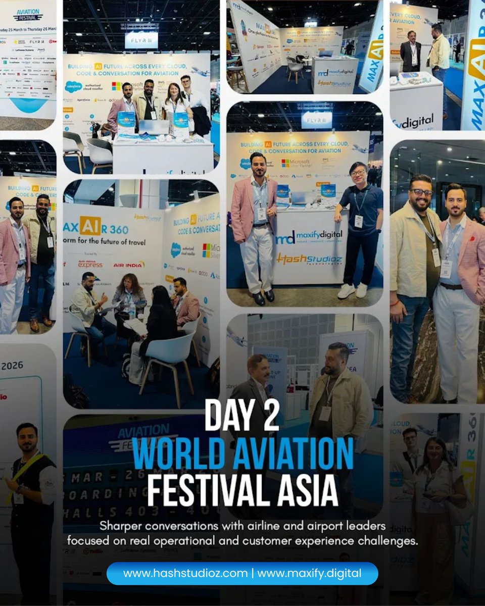 HashStudioz's tweet photo. Day 2 at @AviationFesAsia - conversations just got real ✈️

AI, Salesforce &amp; digital solutions are moving from ideas to execution.

📍 Final day — Suntec, Singapore | Booth G010

Can’t make it? Let’s connect

https://t.co/us5yM6axHg

#AviationTech #AIinAviation #HashStudioz https://t.co/1OiK62WeaT