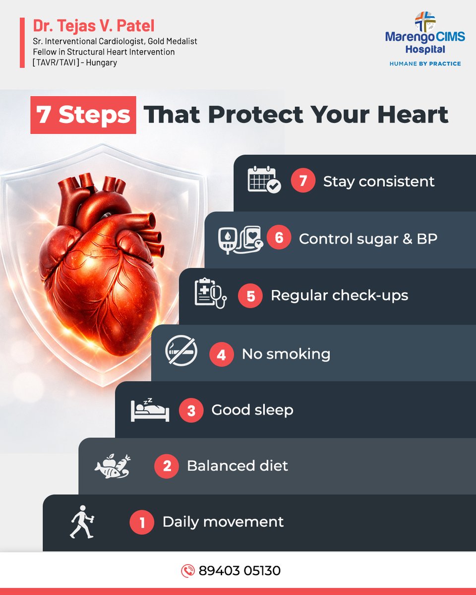 IAmHeartHealthy's tweet photo. Your heart works for you every second - protect it every day. ❤️

Simple daily habits can significantly reduce the risk of heart disease and keep your heart strong for years to come. 

Start today. Your heart will thank you tomorrow.

#IAmHeartHealthy #DrTejasVPatel https://t.co/ArAc7a1Uin