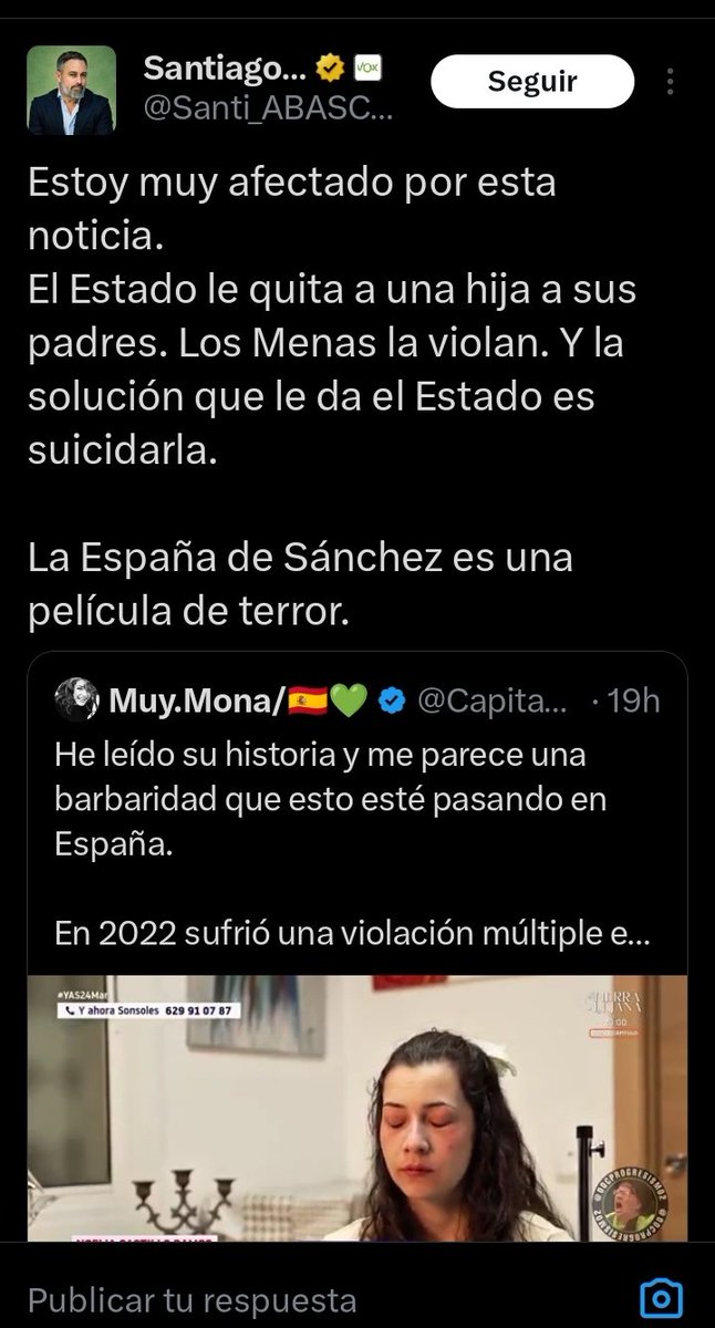 Hoy es un día triste para la familia de Noelia, que decidió pedir la eutanasia, pero en este mundo quedarán personas sin dignidad, indigentes mentales como <a href="/Santi_ABASCAL/">Santiago Abascal 🇪🇸</a> que prefieren utilizar todo lo que le llega para hacer el nazi, patriota se hace llamar