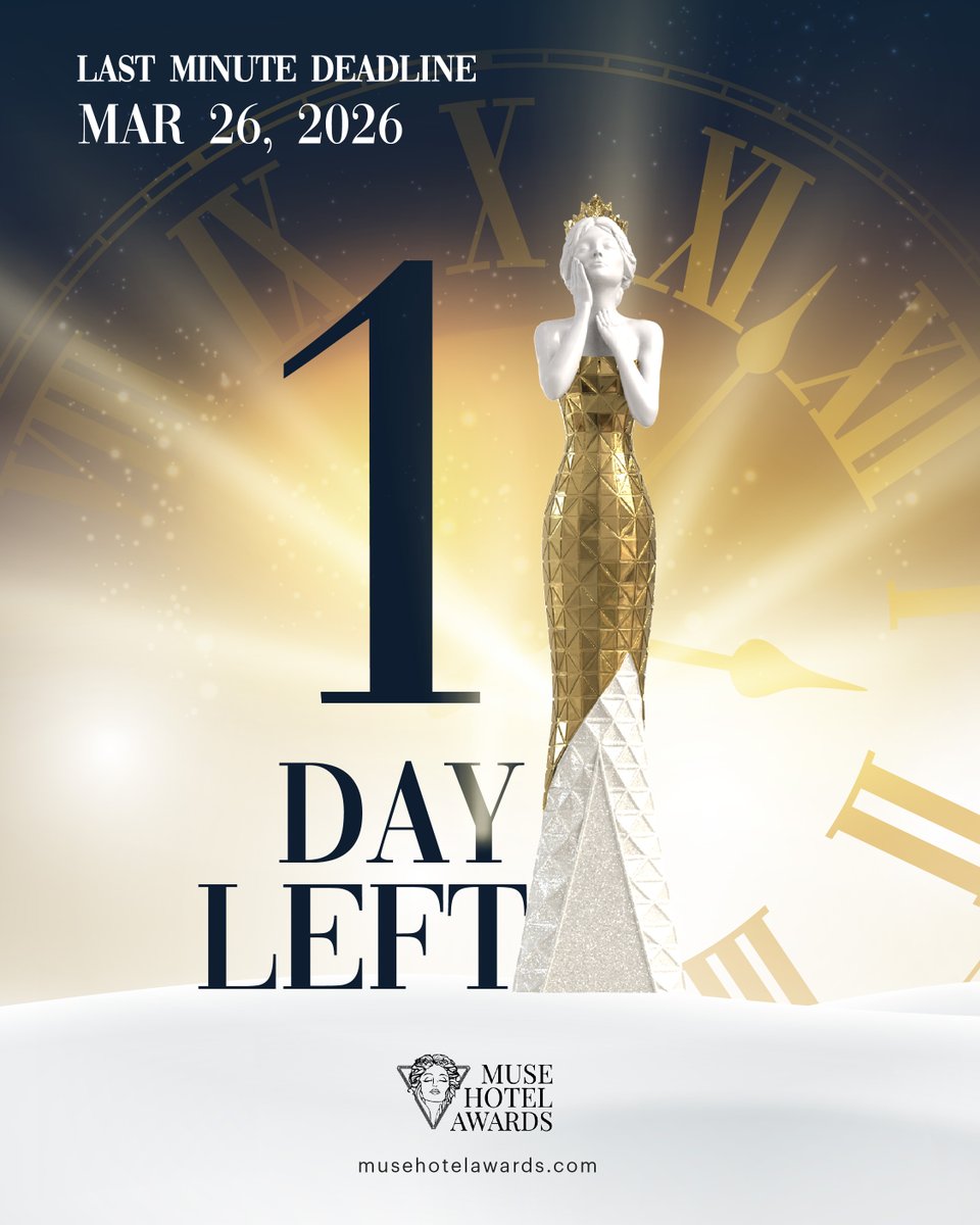 musehotelawards's tweet image. 𝟐𝟎𝟐𝟔 𝐋𝐚𝐬𝐭 𝐌𝐢𝐧𝐮𝐭𝐞 𝐃𝐞𝐚𝐝𝐥𝐢𝐧𝐞: 𝐓𝐎𝐍𝐈𝐆𝐇𝐓, 𝐌𝐚𝐫𝐜𝐡 𝟐𝟔 📣

Entries are closing soon. Submit your hospitality project now &amp;amp; be part of this year’s outstanding selection of designs shaping the industry.

🔗 Link in the bio.

#MUSEHotelAwards #HotelAwards