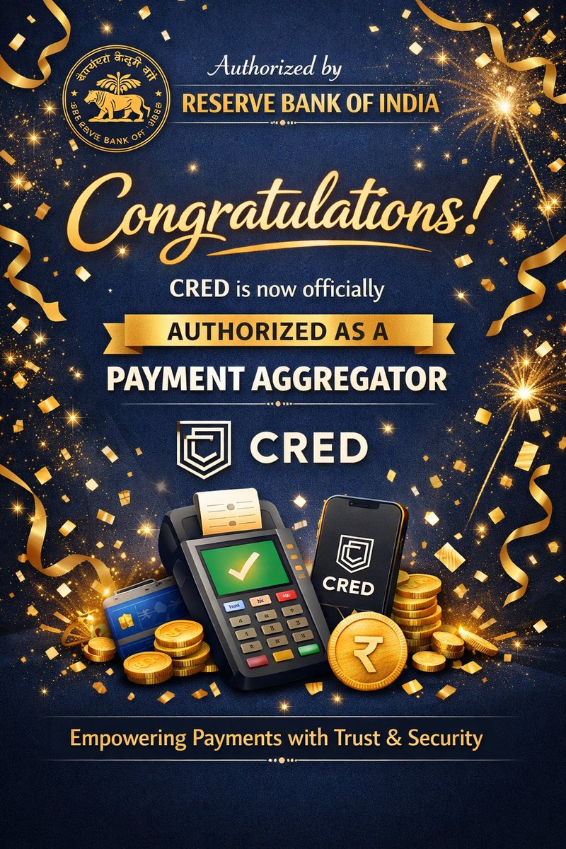 tgdealsofficial's tweet image. 🎉 Congratulations to @CRED_club 

#CRED #RBI #Fintech #DigitalPayments #Innovation #Trust #IndiaFintech